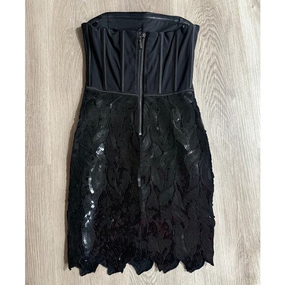 Bebe Strapless Sequin Black Fitted Dress, Cocktail,Women's XS, Party, Prom - Picture 3 of 7